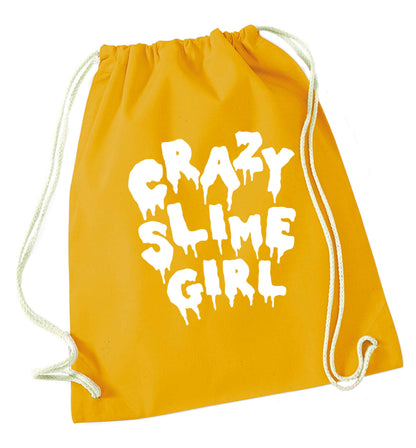 Crazy slime girl mustard drawstring bag