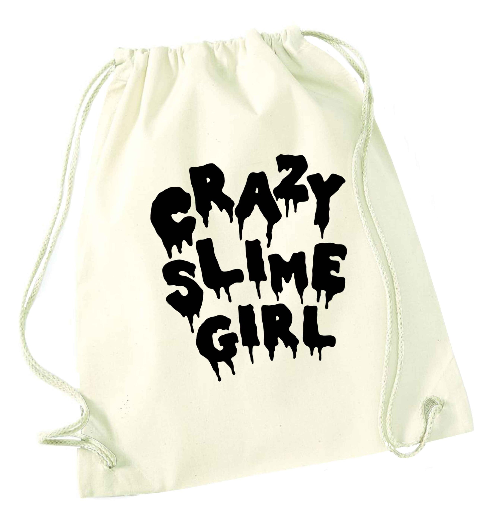 Crazy slime girl natural drawstring bag
