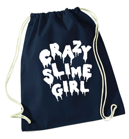Crazy slime girl navy drawstring bag