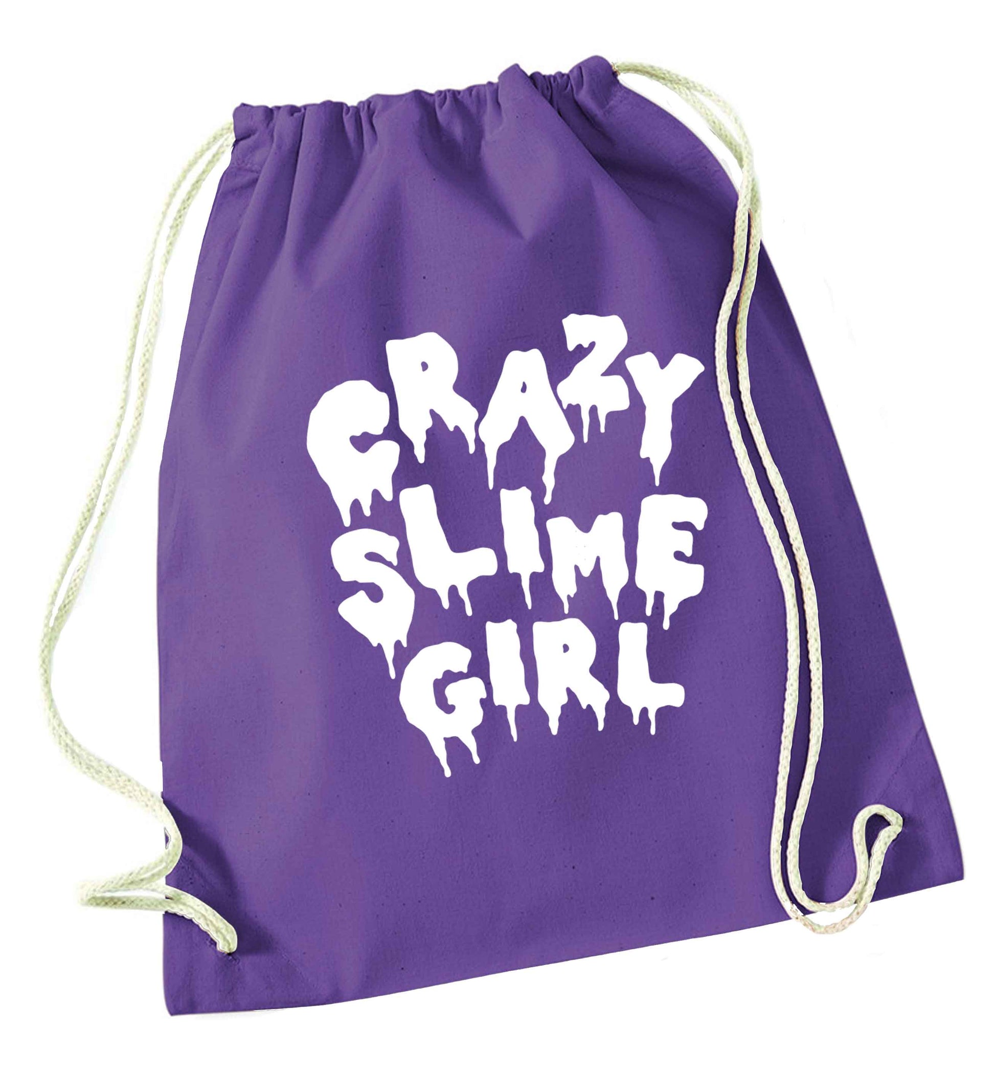 Crazy slime girl purple drawstring bag