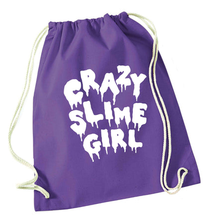 Crazy slime girl purple drawstring bag