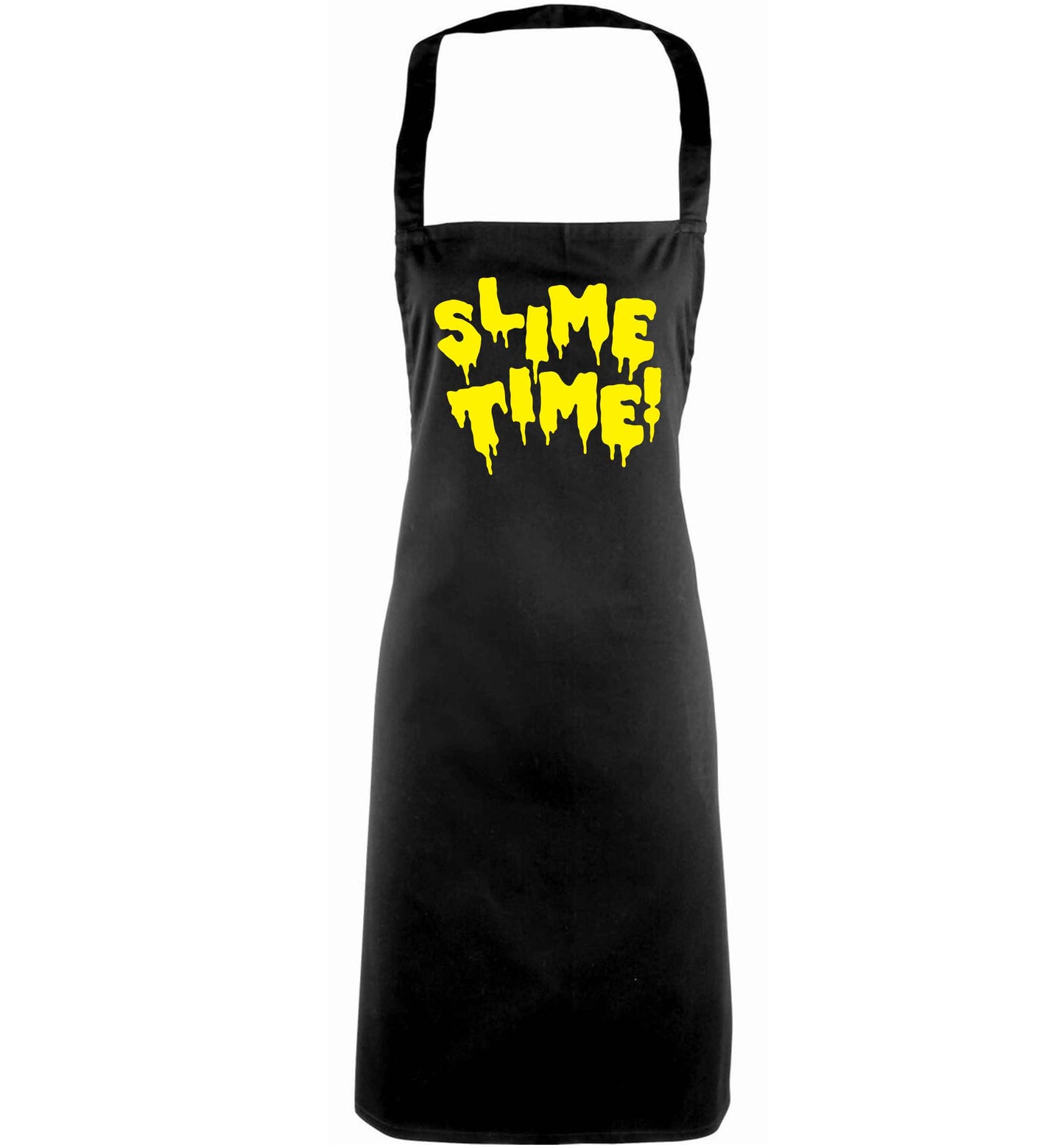 Neon yellow slime time adults black apron