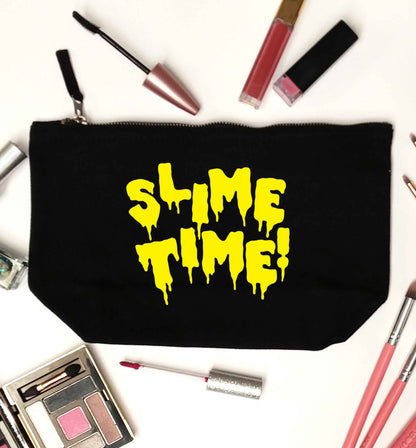 Neon yellow slime time black makeup bag