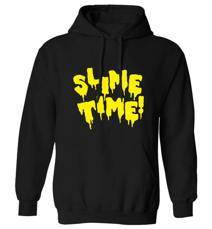 Neon yellow slime time adults unisex black hoodie 2XL