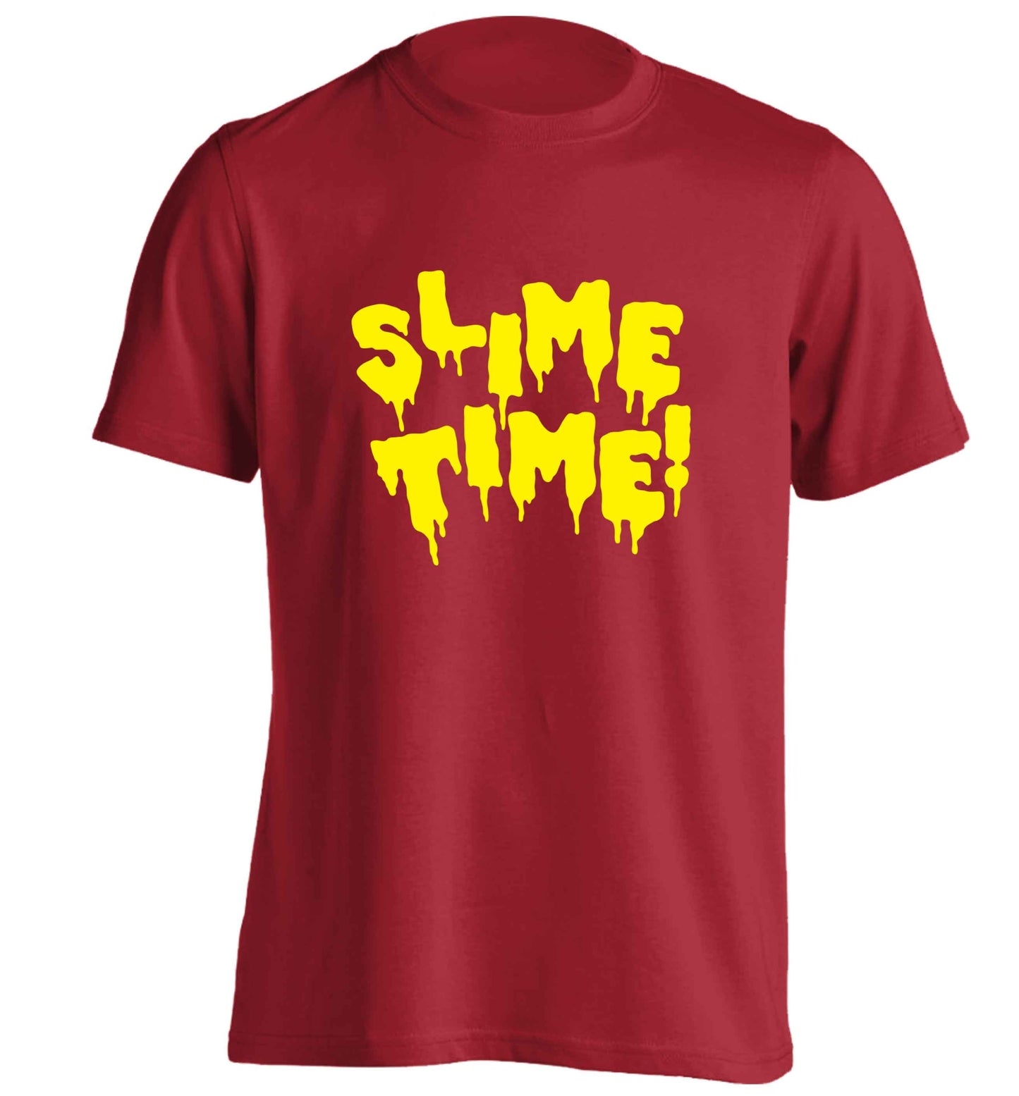 Neon yellow slime time adults unisex red Tshirt 2XL
