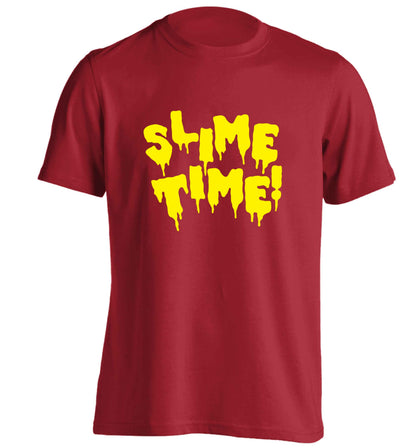 Neon yellow slime time adults unisex red Tshirt 2XL