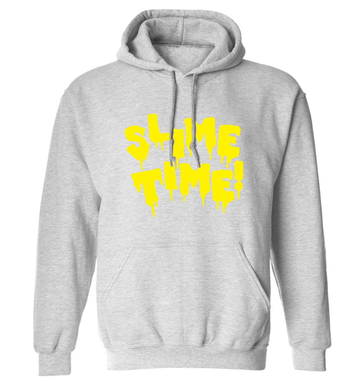 Neon yellow slime time adults unisex grey hoodie 2XL