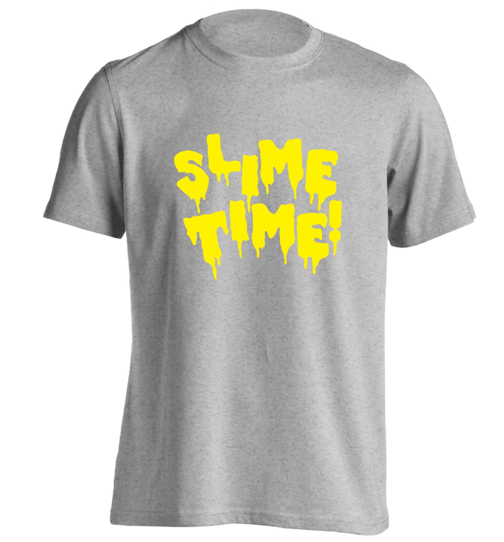 Neon yellow slime time adults unisex grey Tshirt 2XL