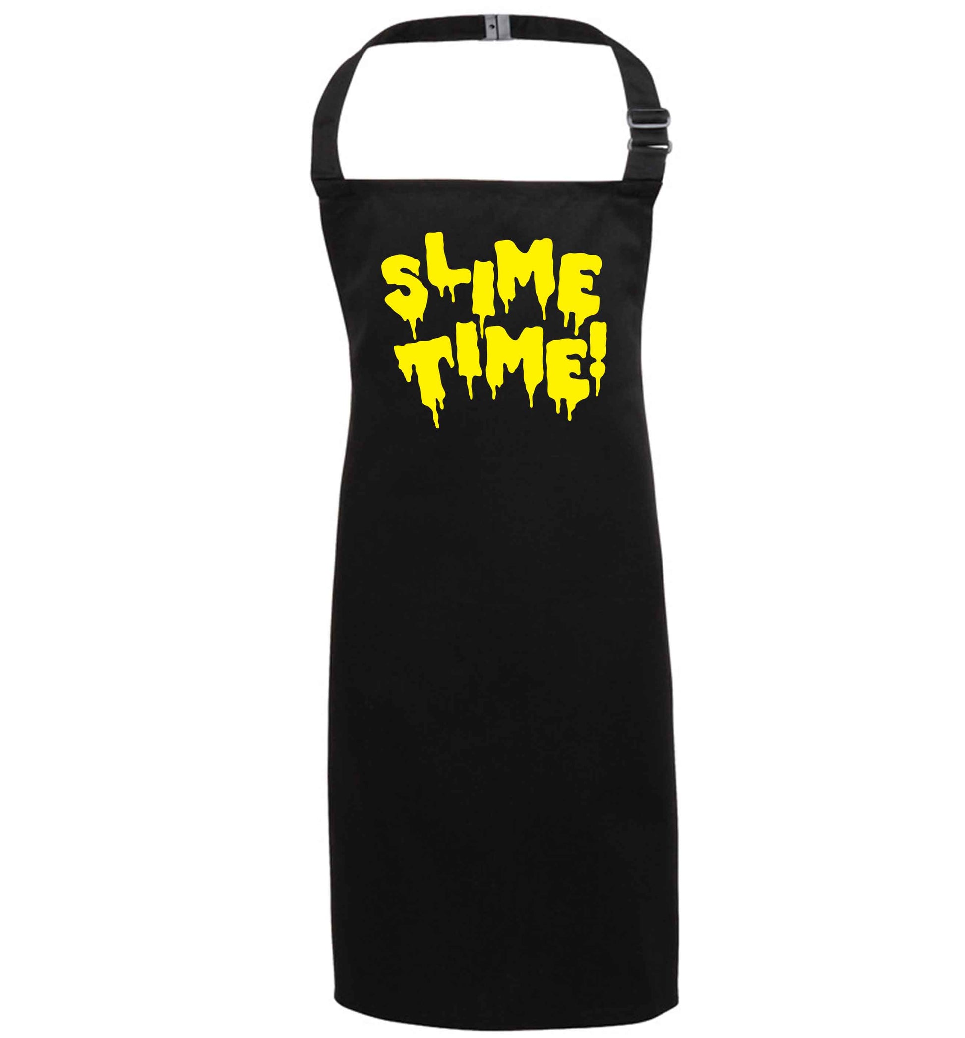 Neon yellow slime time black apron 7-10 years