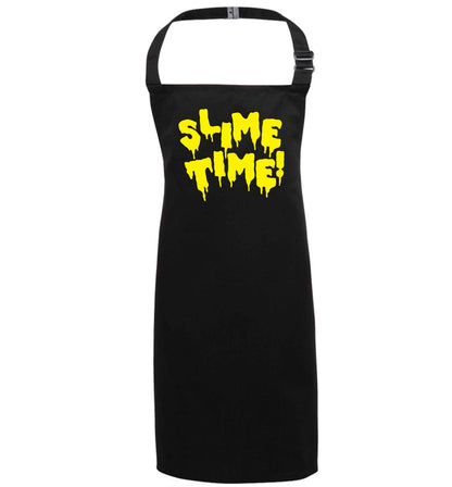 Neon yellow slime time black apron 7-10 years