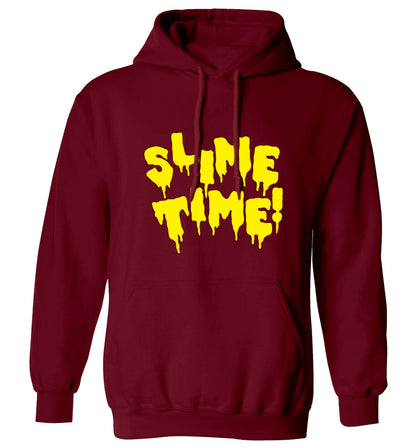 Neon yellow slime time adults unisex maroon hoodie 2XL