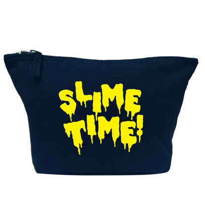 Neon yellow slime time navy makeup bag