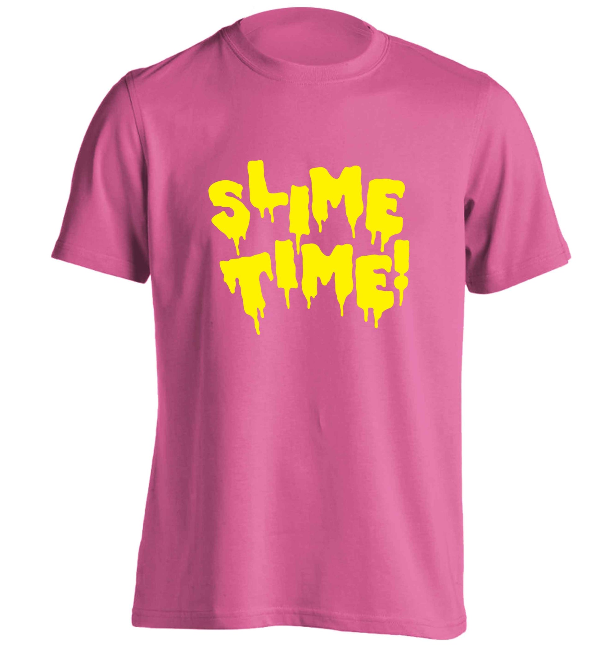 Neon yellow slime time adults unisex pink Tshirt 2XL