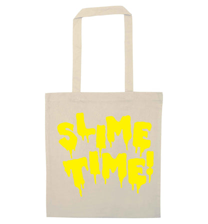 Neon yellow slime time natural tote bag