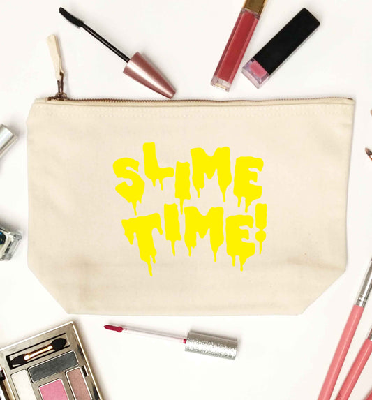 Neon yellow slime time natural makeup bag