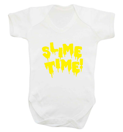 Neon yellow slime time baby vest white 18-24 months