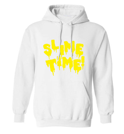 Neon yellow slime time adults unisex white hoodie 2XL