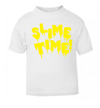 Neon yellow slime time white baby toddler Tshirt 2 Years