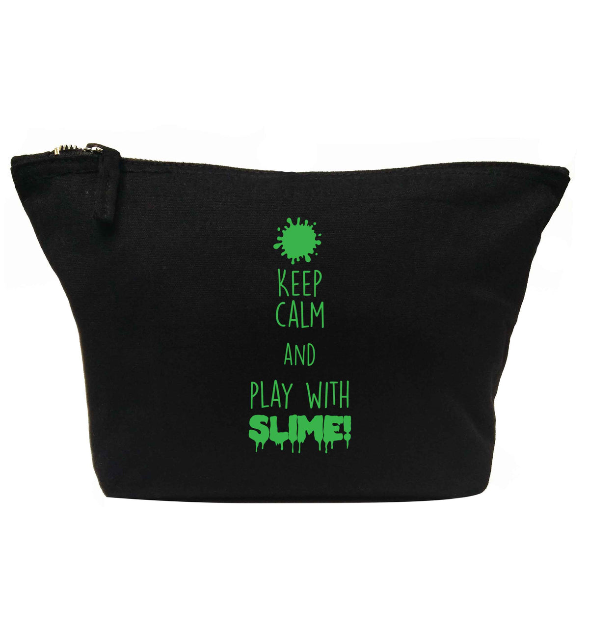 Neon green keep calm and play with slime!| Makeup / wash bag