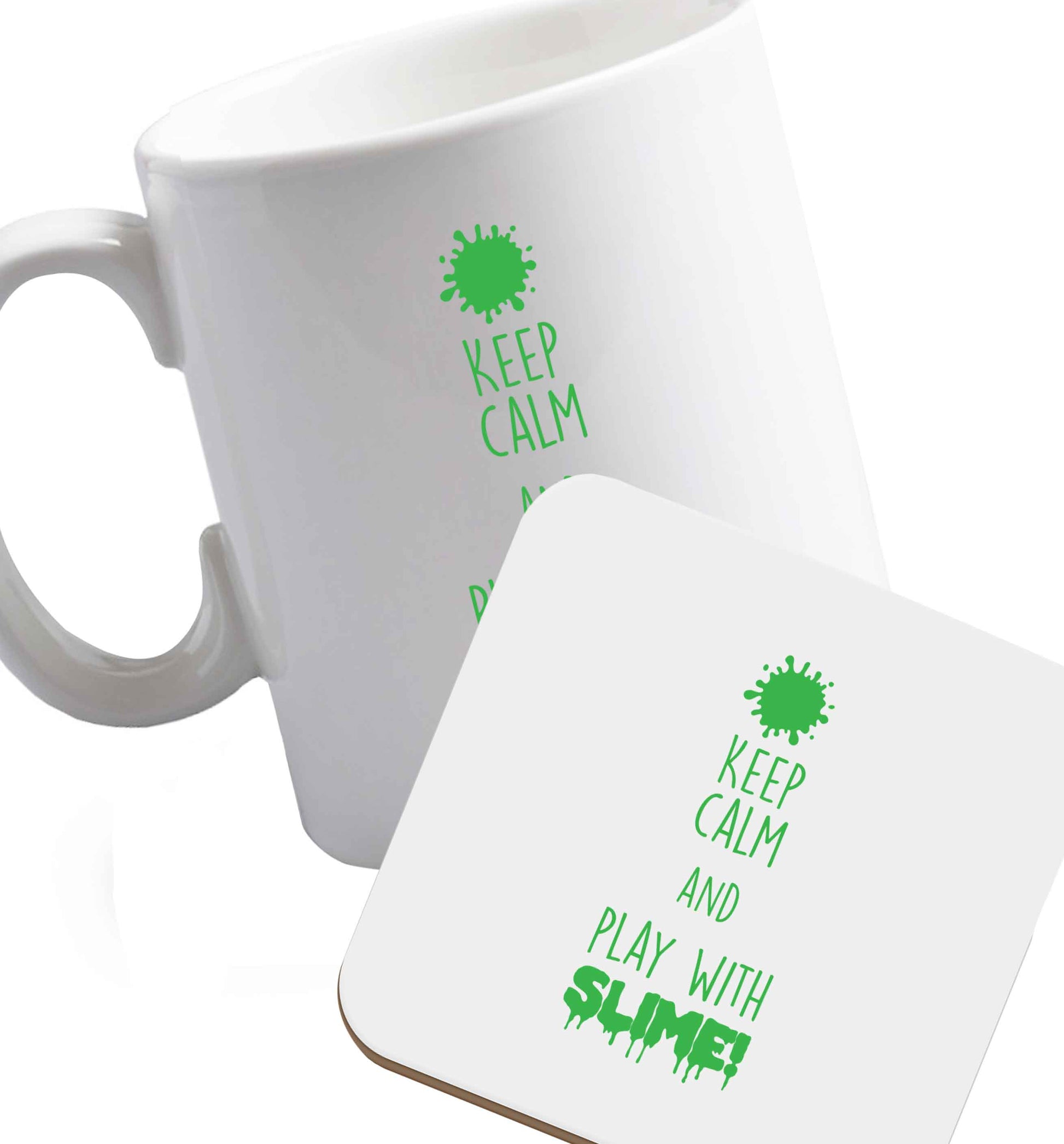 10 oz Favourite Type Pan Pancake ceramic mug and coaster set right handed