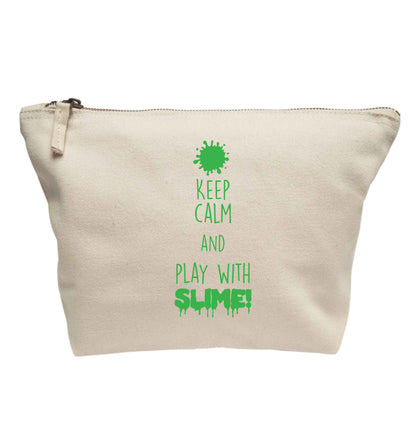 Neon green keep calm and play with slime!| Makeup / wash bag