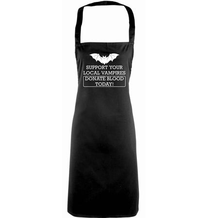 Support your local vampires donate blood today! adults black apron