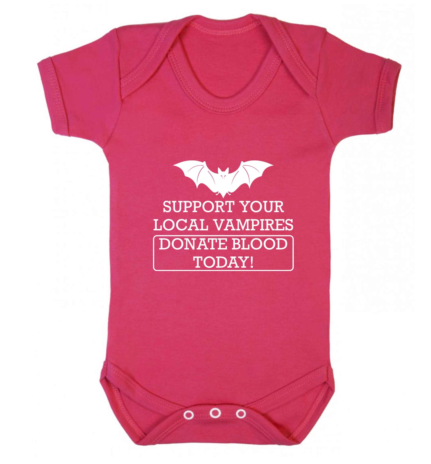 Support your local vampires donate blood today! baby vest dark pink 18-24 months