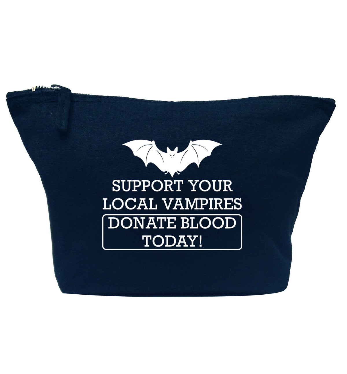 Support your local vampires donate blood today! navy makeup bag