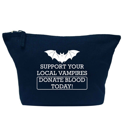 Support your local vampires donate blood today! navy makeup bag
