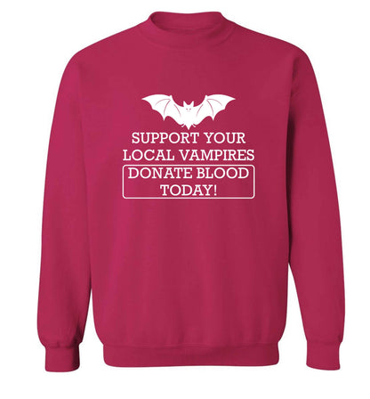 Support your local vampires donate blood today! adult's unisex pink sweater 2XL