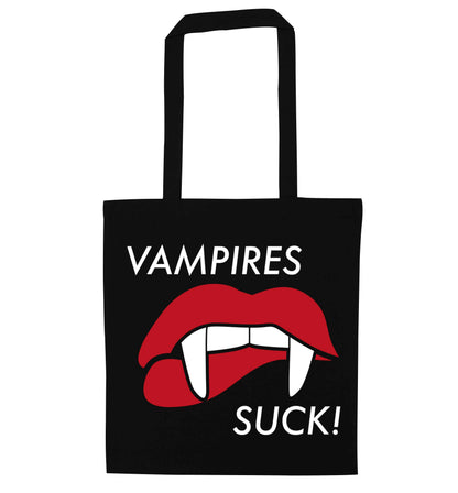 Vampires suck black tote bag