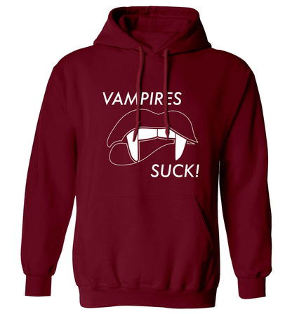 Vampires suck adults unisex maroon hoodie 2XL