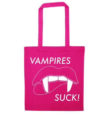 Vampires suck pink tote bag