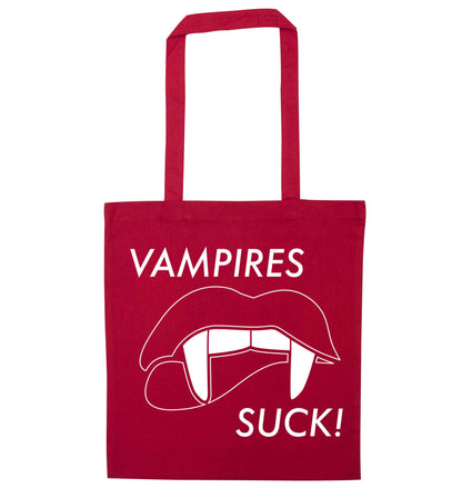 Vampires suck red tote bag