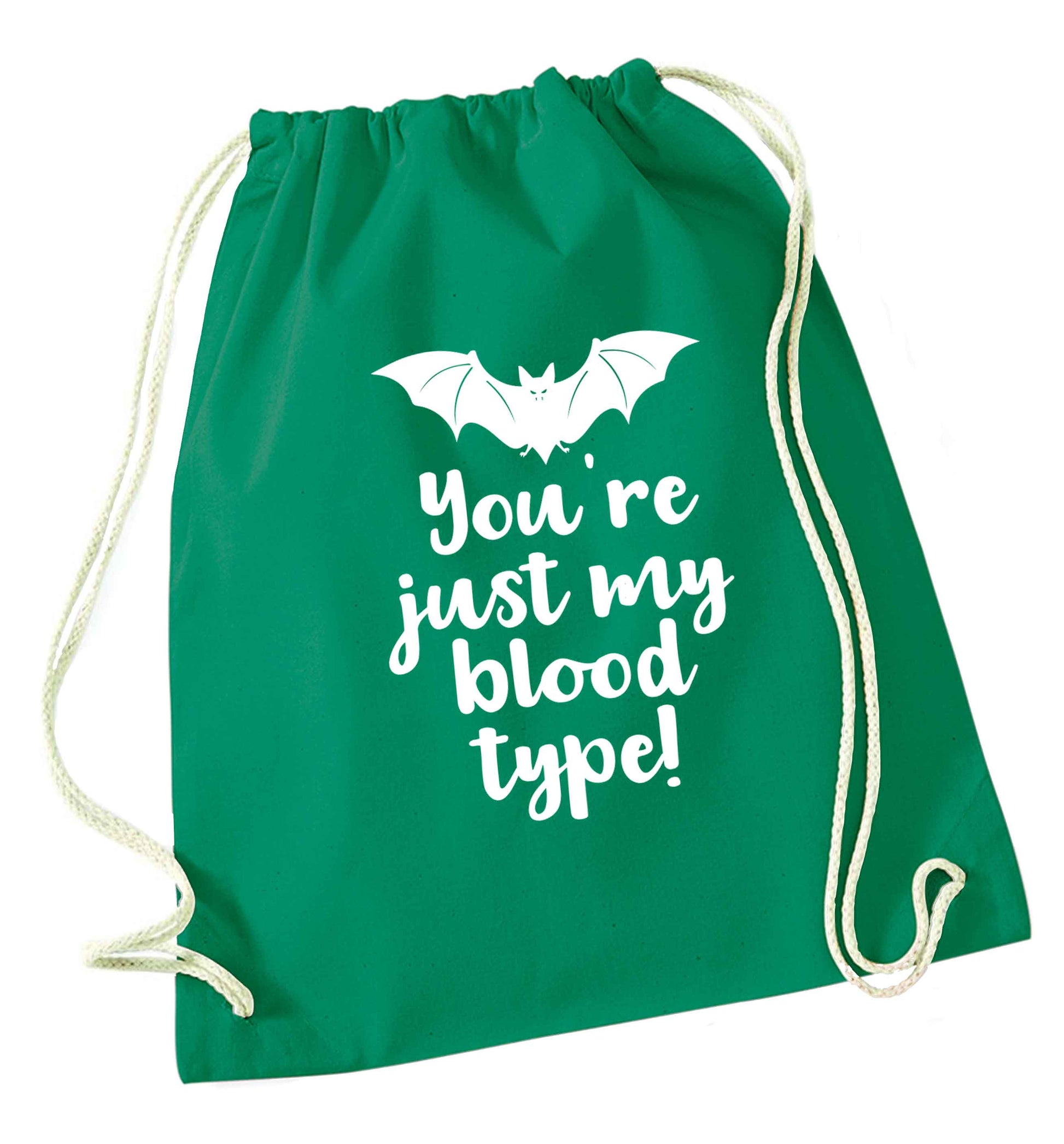 You're just my blood type green drawstring bag