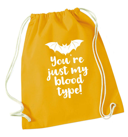 You're just my blood type mustard drawstring bag
