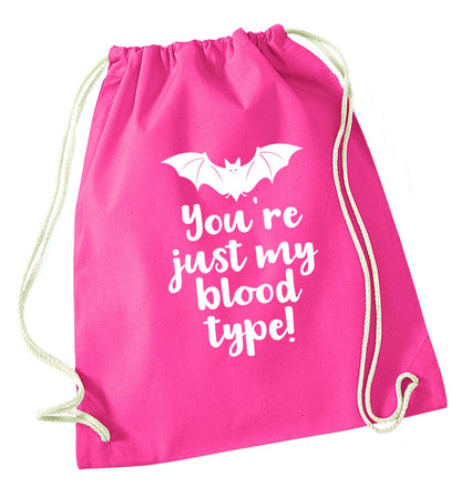 You're just my blood type pink drawstring bag