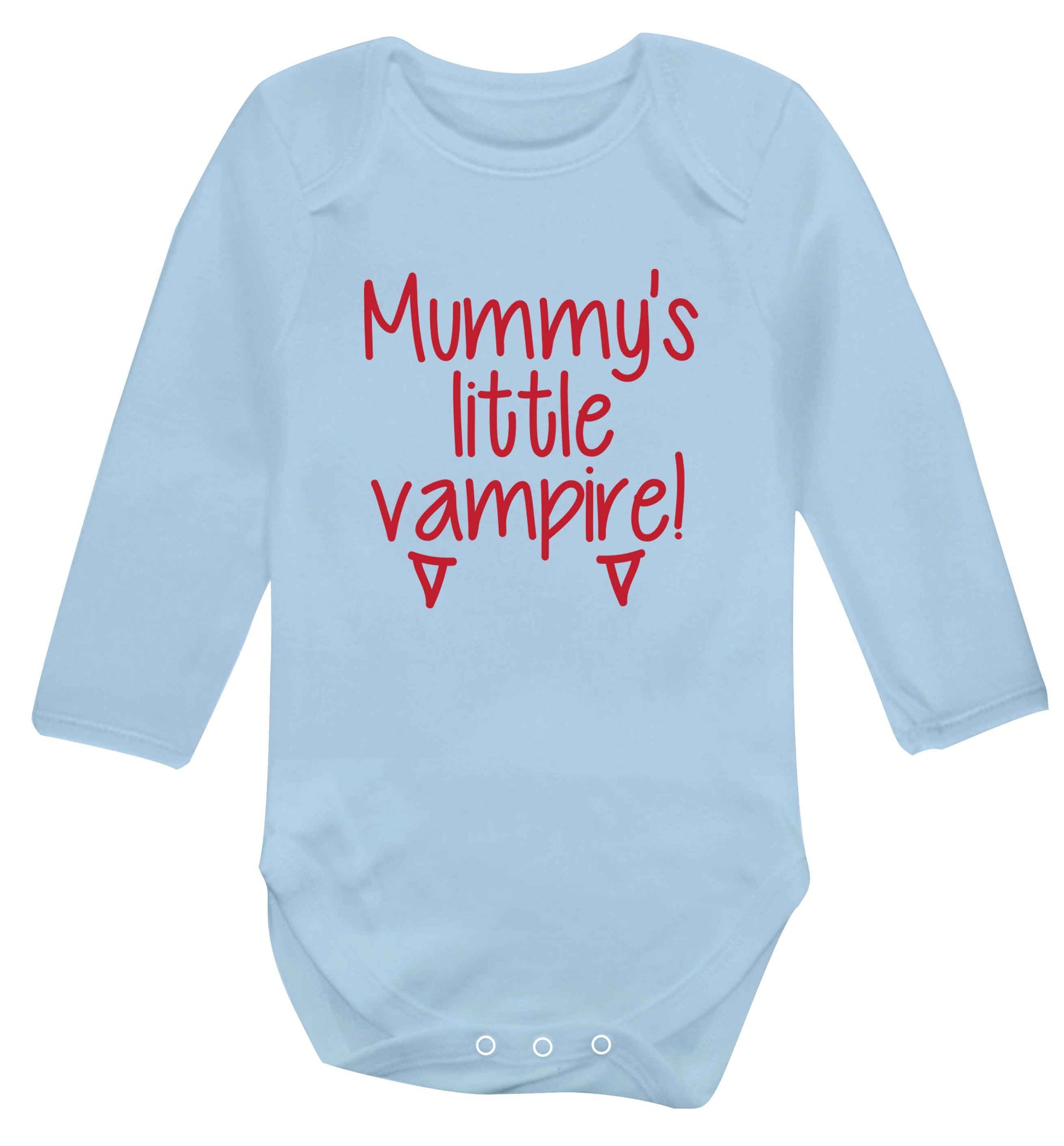 Mummy's little vampire baby vest long sleeved pale blue 6-12 months