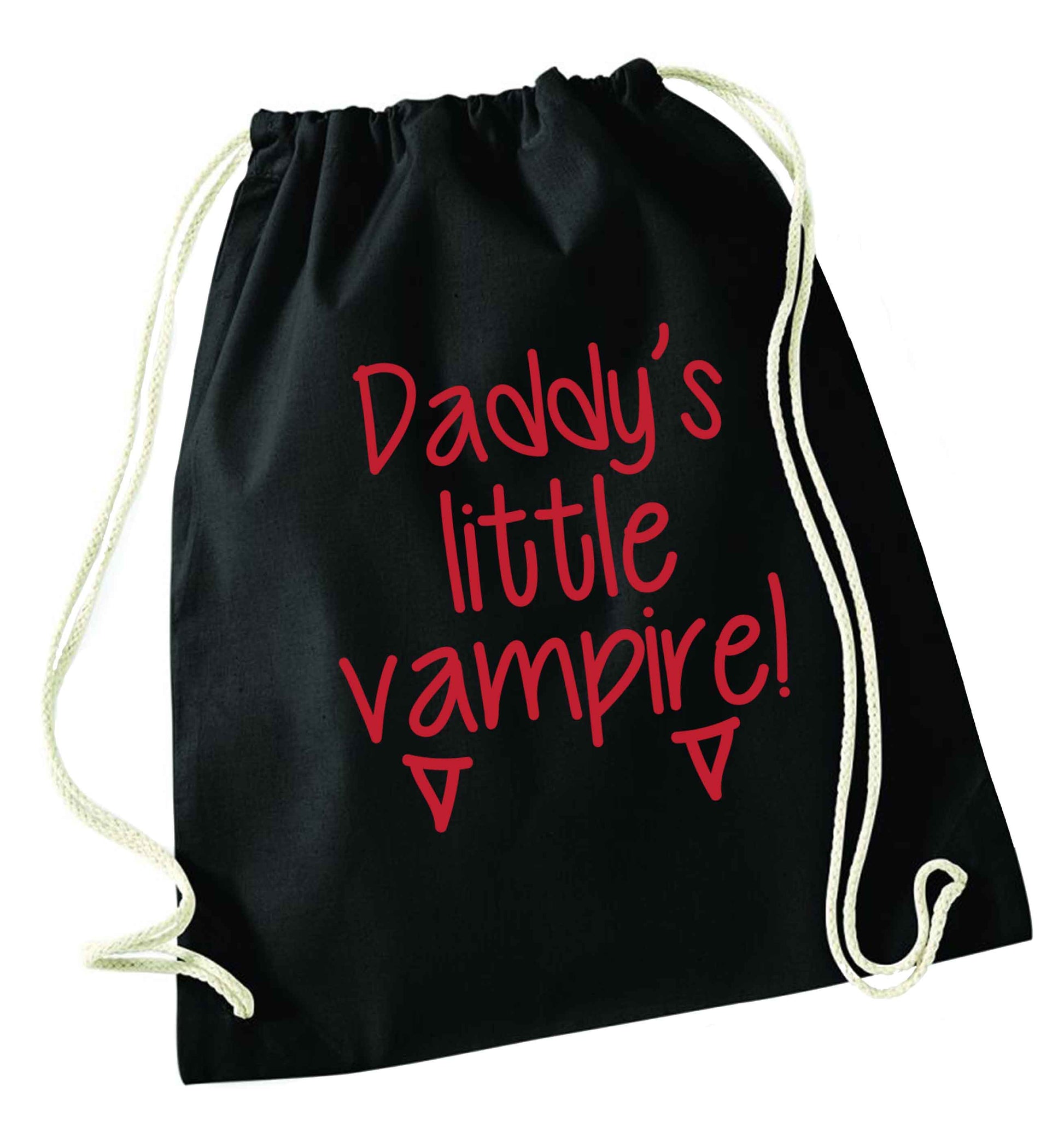 Daddy's little vampire black drawstring bag