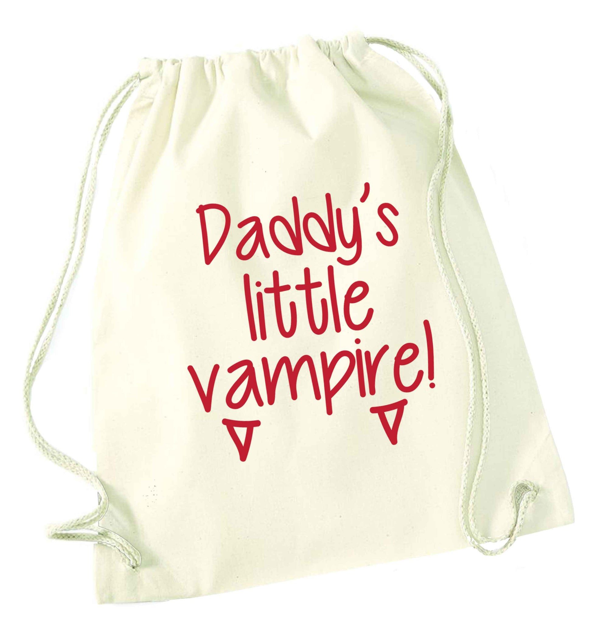 Daddy's little vampire natural drawstring bag