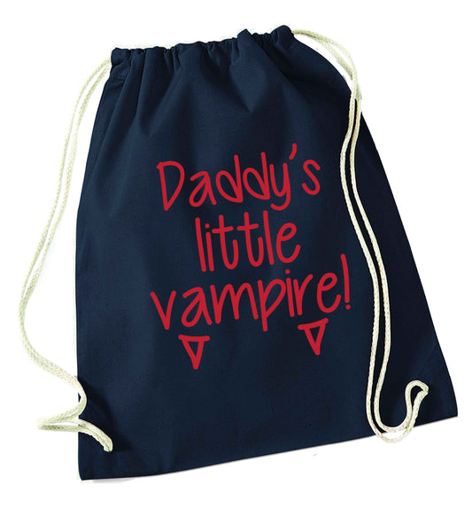Daddy's little vampire navy drawstring bag