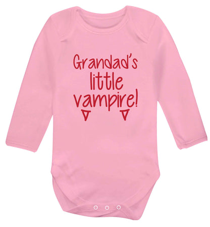 Grandad's little vampire baby vest long sleeved pale pink 6-12 months
