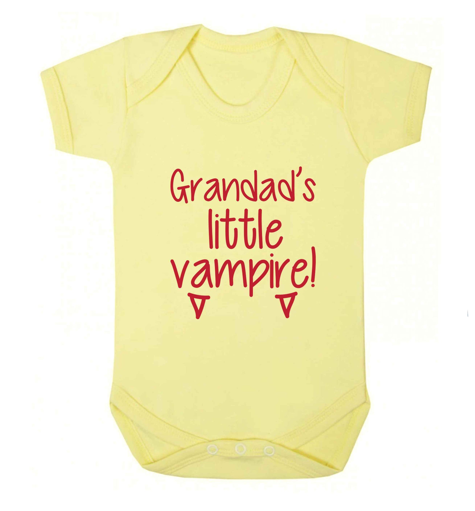 Grandad's little vampire baby vest pale yellow 18-24 months