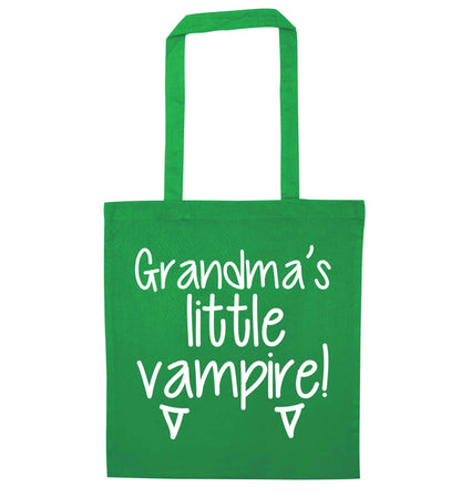 Grandma's little vampire green tote bag