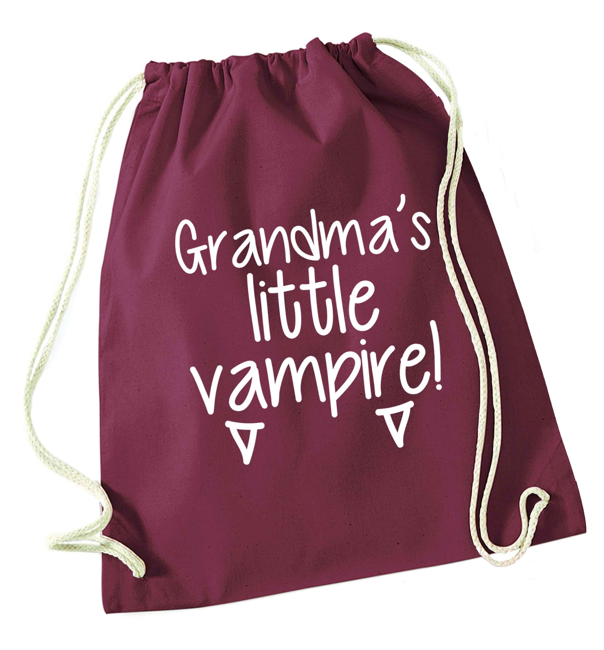 Grandma's little vampire maroon drawstring bag