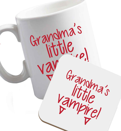 10 oz Favourite Type Pan Pancake ceramic mug and coaster set right handed