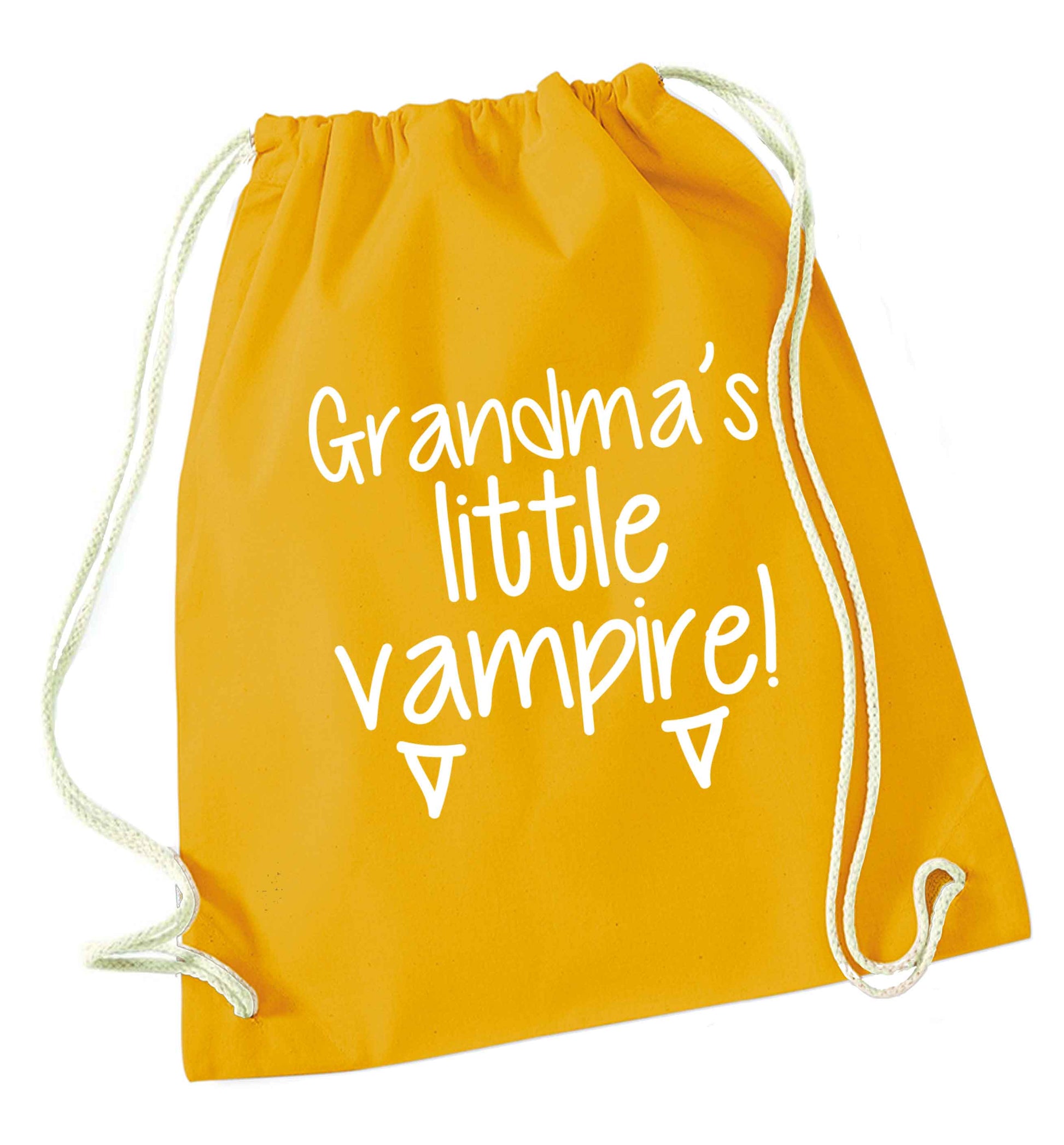 Grandma's little vampire mustard drawstring bag