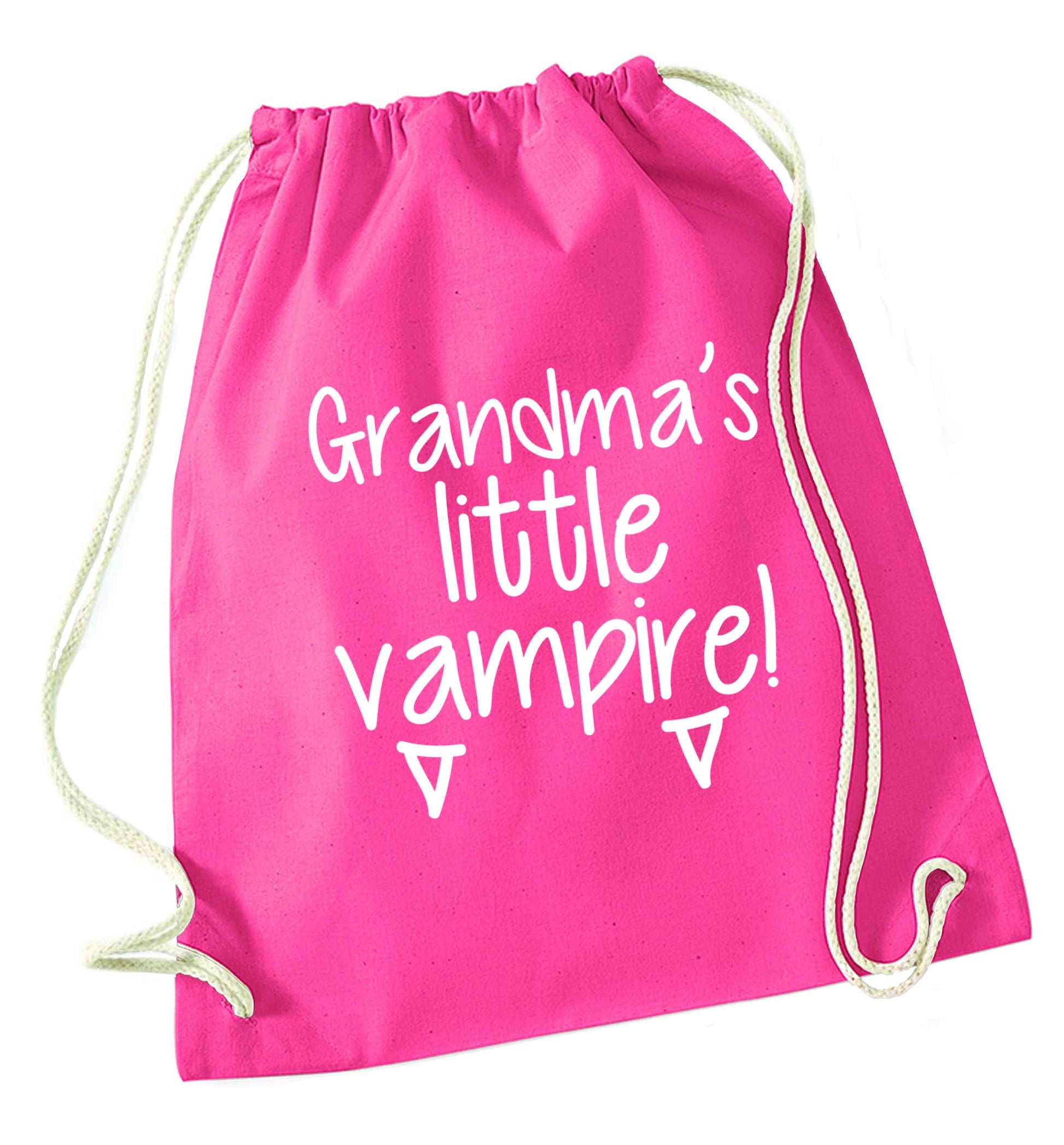 Grandma's little vampire pink drawstring bag