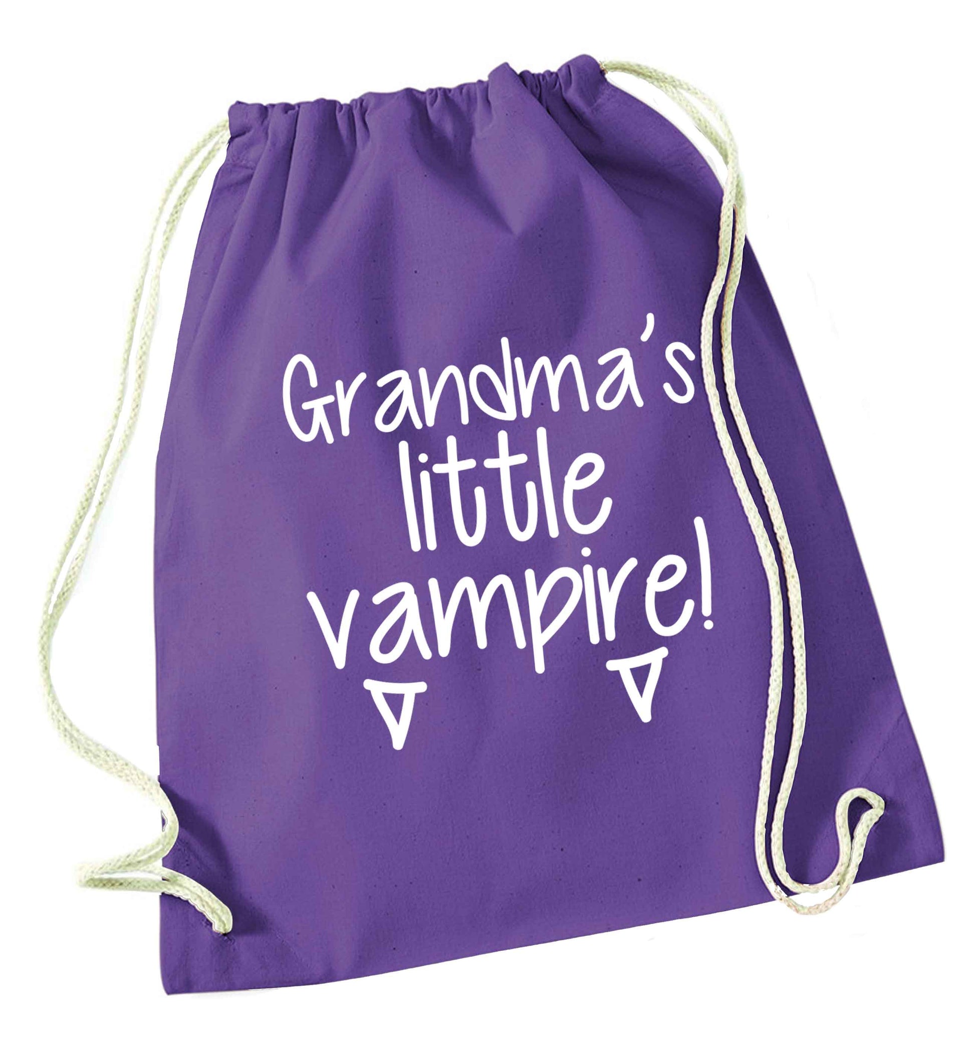 Grandma's little vampire purple drawstring bag
