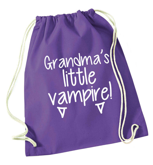 Grandma's little vampire purple drawstring bag